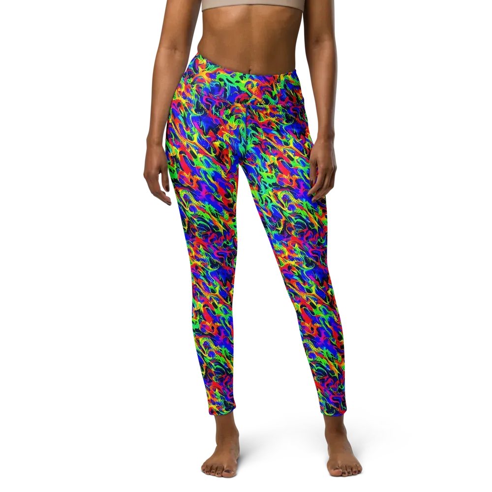 Electric Chromatic on Yoga Leggings — Front