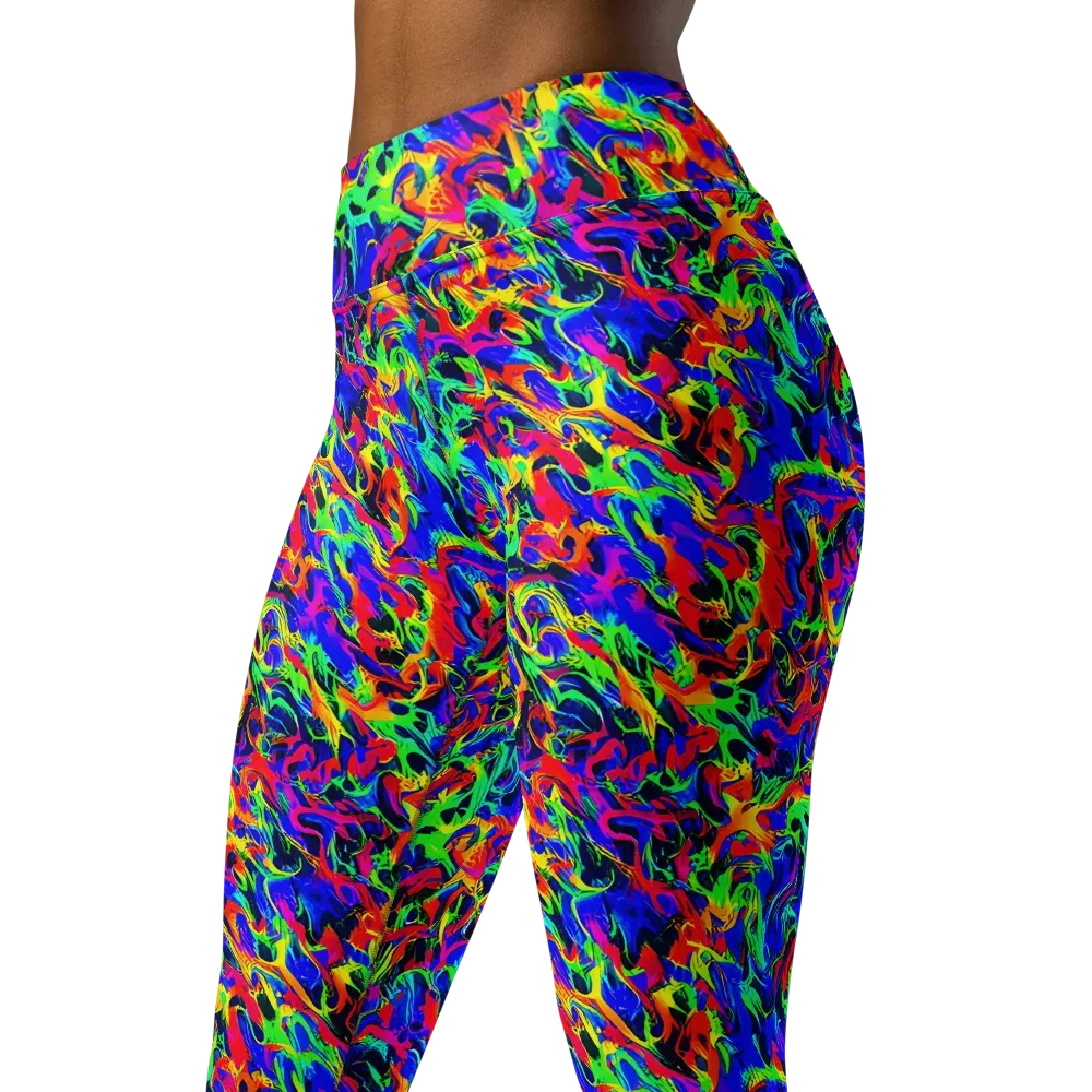 Electric Chromatic on Yoga Leggings — Left Front