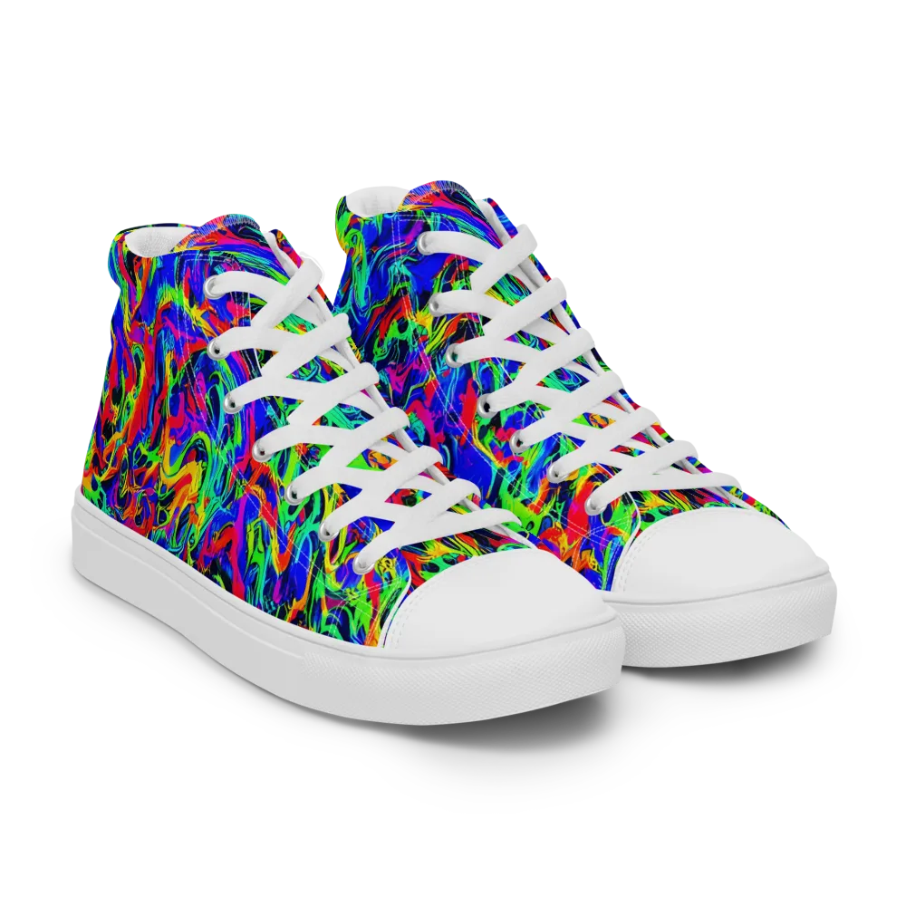 Electric Chromatic on Men's High Top Canvas Shoes — Right Front