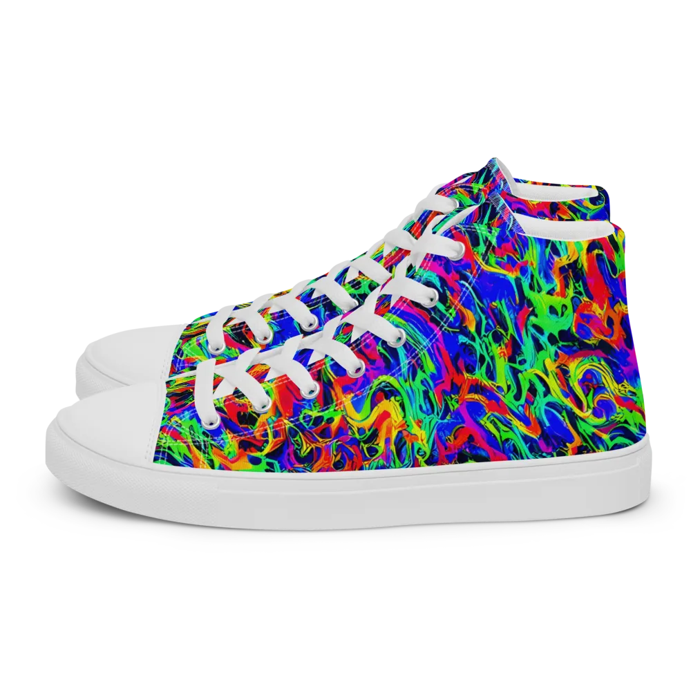 Electric Chromatic on Men's High Top Canvas Shoes — Left