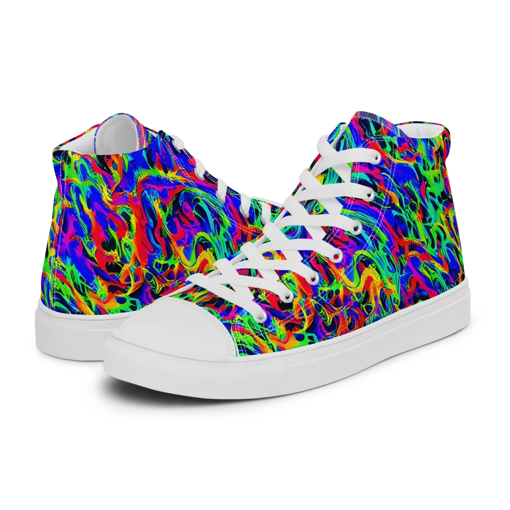 Electric Chromatic on Men's High Top Canvas Shoes — Left