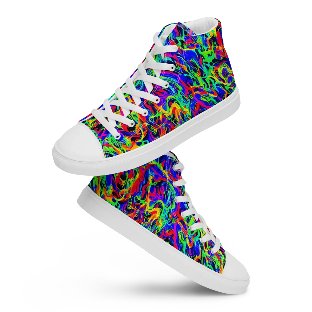 Electric Chromatic on Men's High Top Canvas Shoes — Front