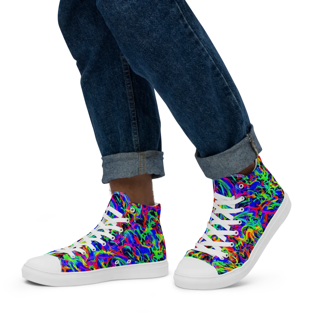 Electric Chromatic on Men's High Top Canvas Shoes — Left