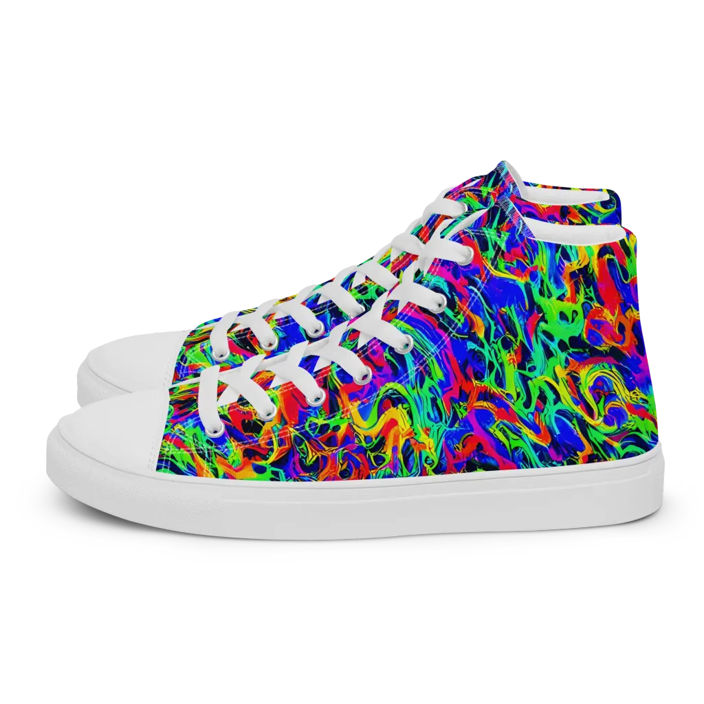Electric Chromatic on Women's High Top Canvas Shoes — Left