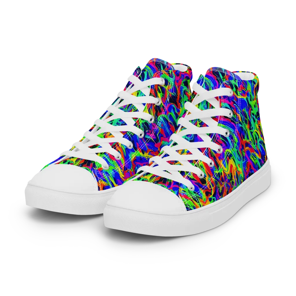Electric Chromatic on Women's High Top Canvas Shoes — Left Front