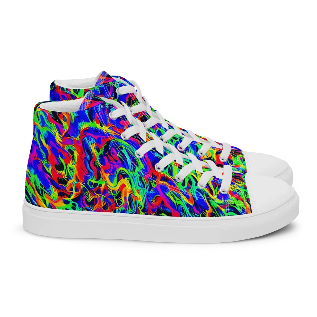 Electric Chromatic on Women's High Top Canvas Shoes — Right