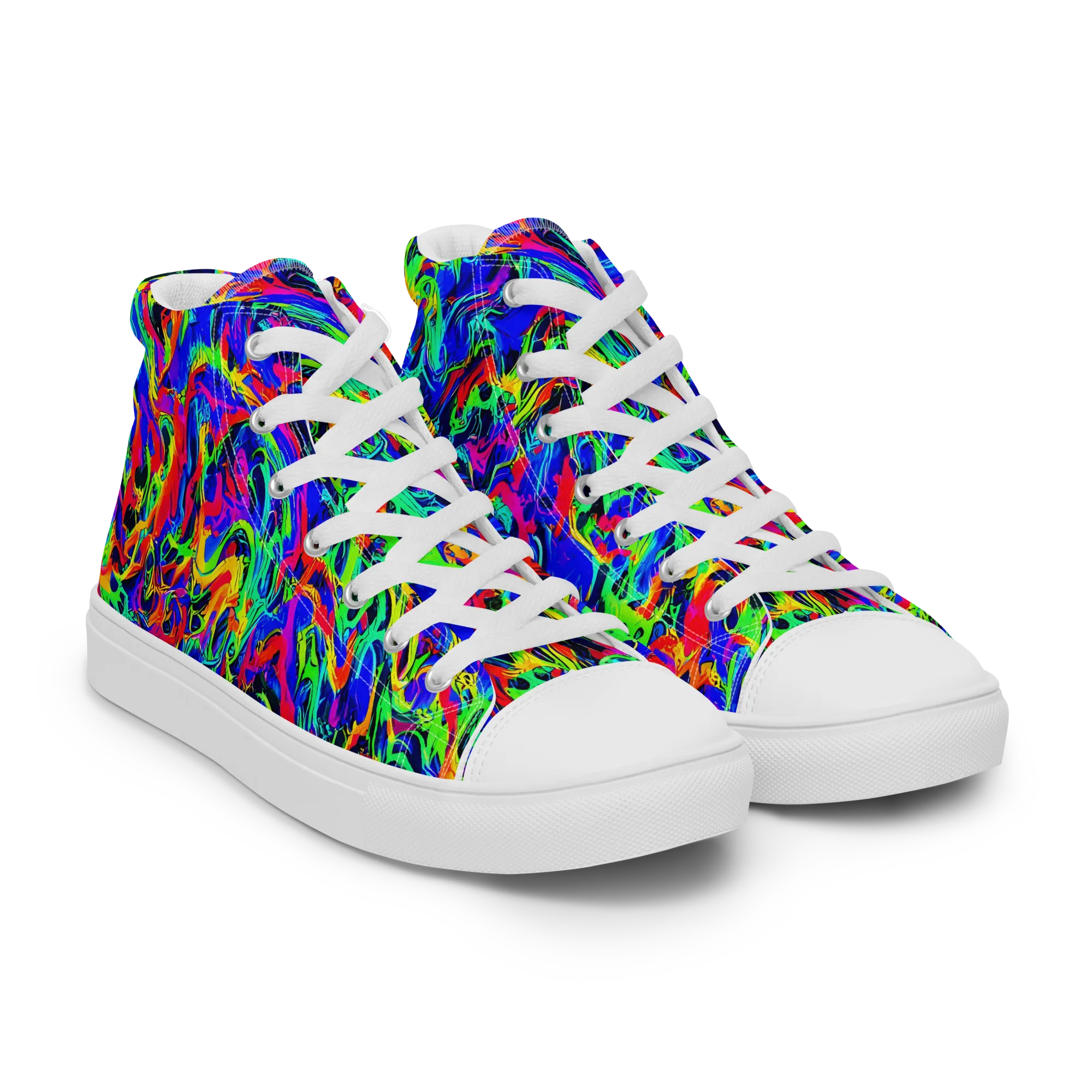 Electric Chromatic on Women's High Top Canvas Shoes — Right Front