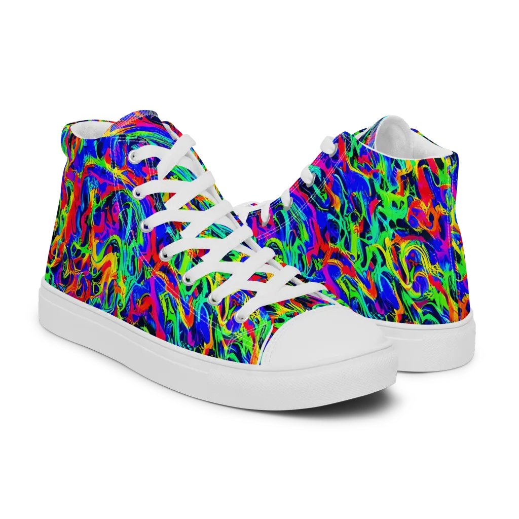 Electric Chromatic on Women's High Top Canvas Shoes — Right