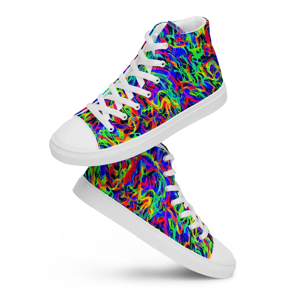 Electric Chromatic on Women's High Top Canvas Shoes — Front