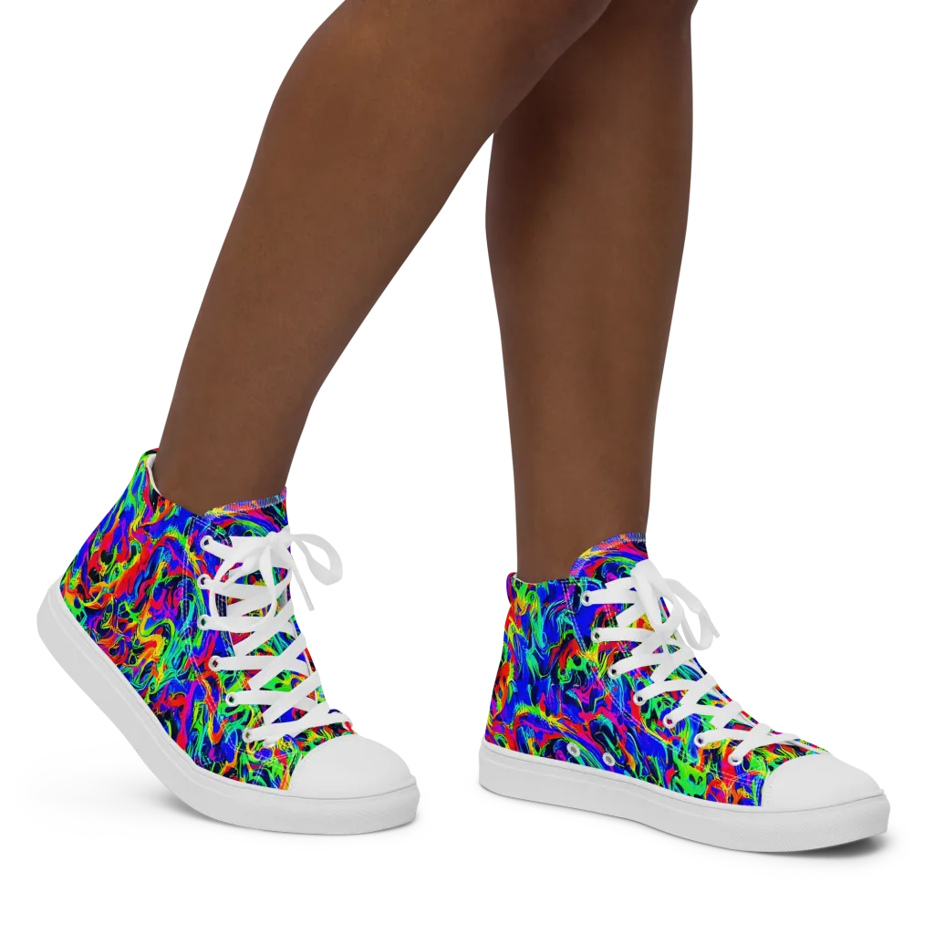 Electric Chromatic on Women's High Top Canvas Shoes — Right