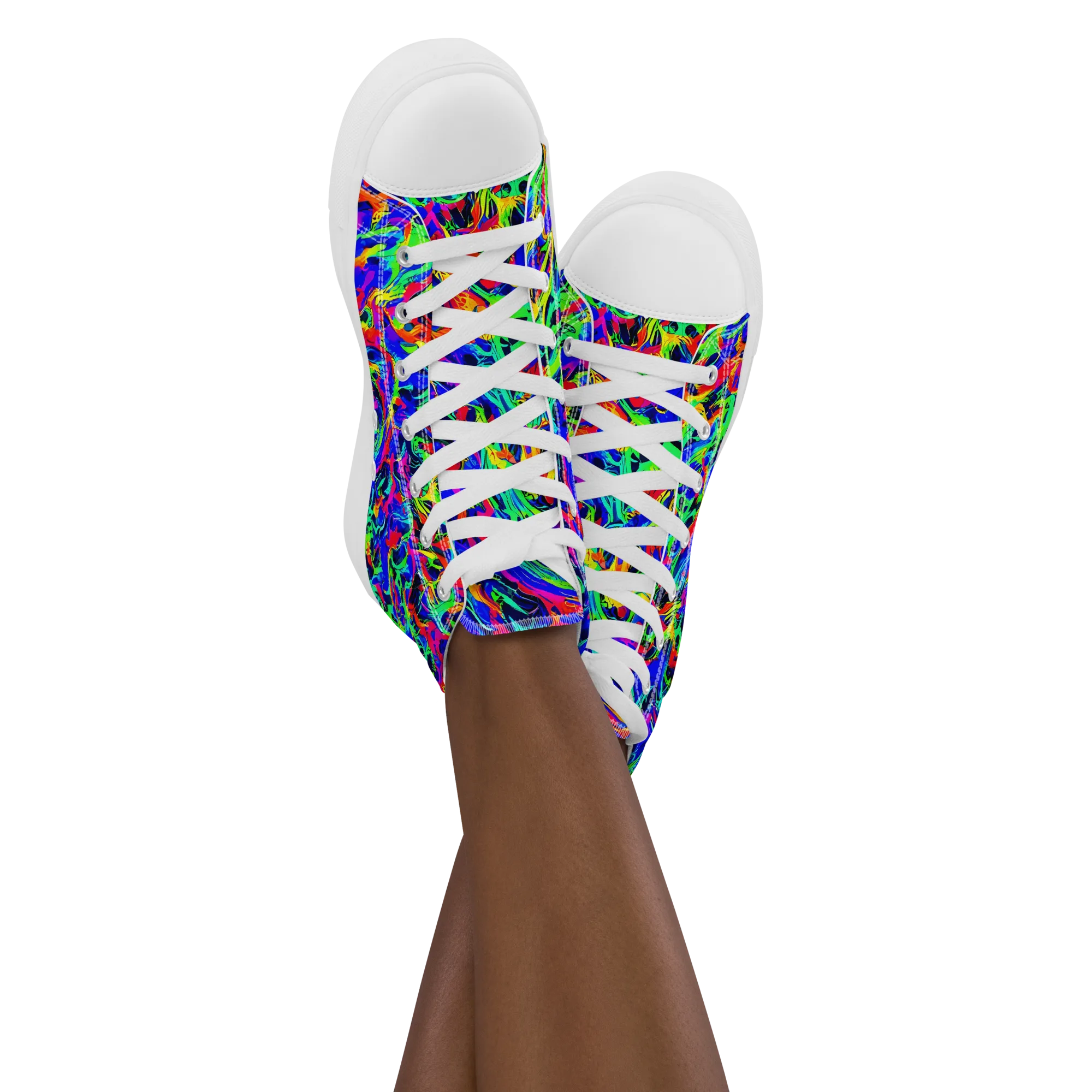 Electric Chromatic on Women's High Top Canvas Shoes — Front