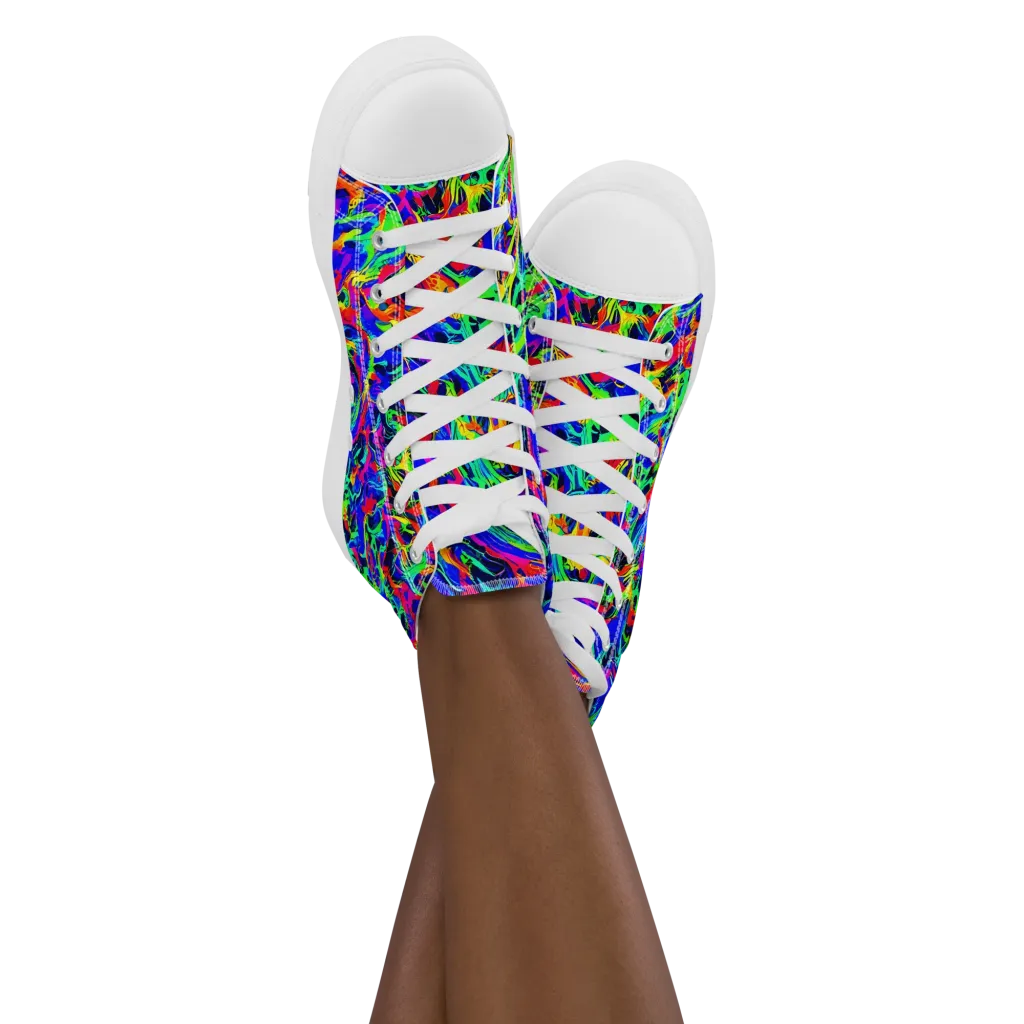Electric Chromatic on Women's High Top Canvas Shoes — Front