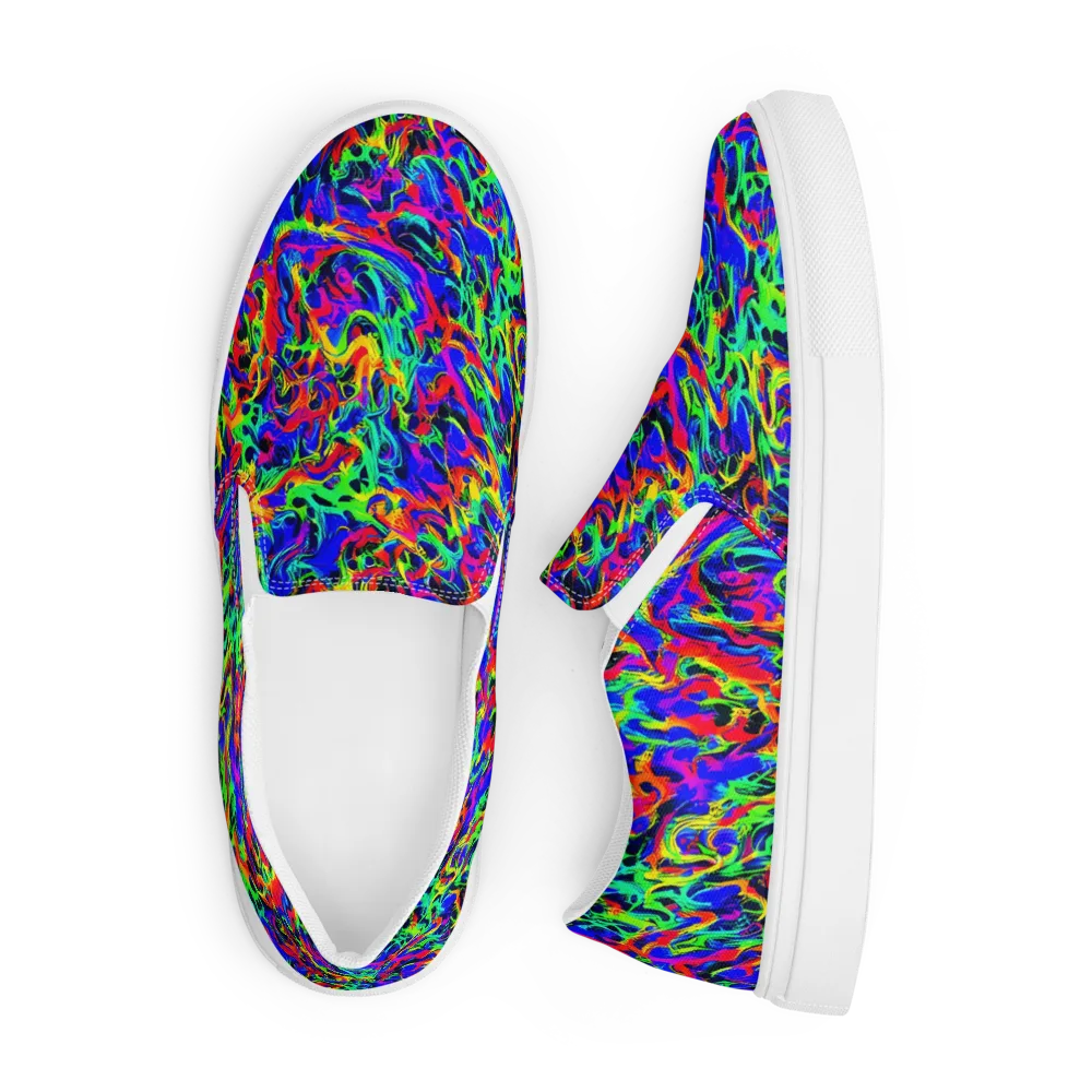 Electric Chromatic on Men's Slip-On Canvas Shoes — Front