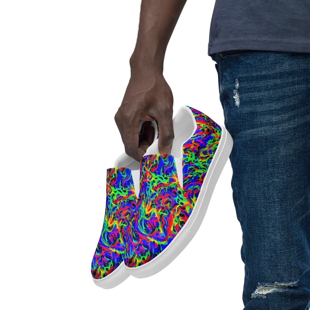 Electric Chromatic on Men's Slip-On Canvas Shoes — Left Front