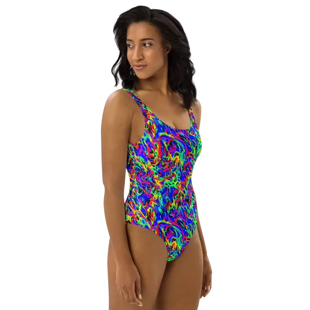 Electric Chromatic on One-Piece Swimsuit — Right