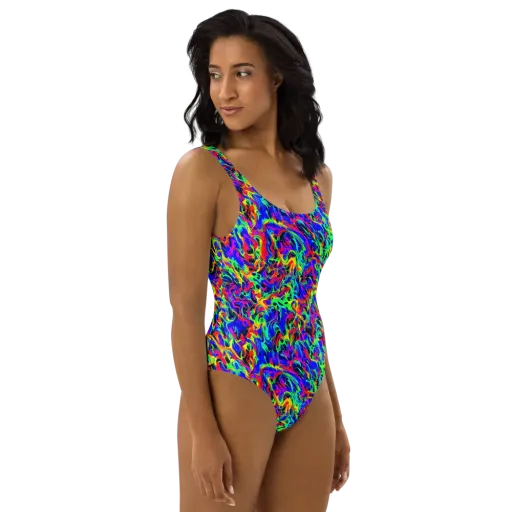 Electric Chromatic on a One-Piece Swimsuit