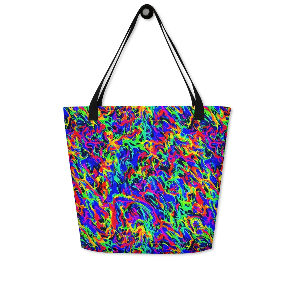 Electric Chromatic on Large Tote Bag W/ Pocket — Front