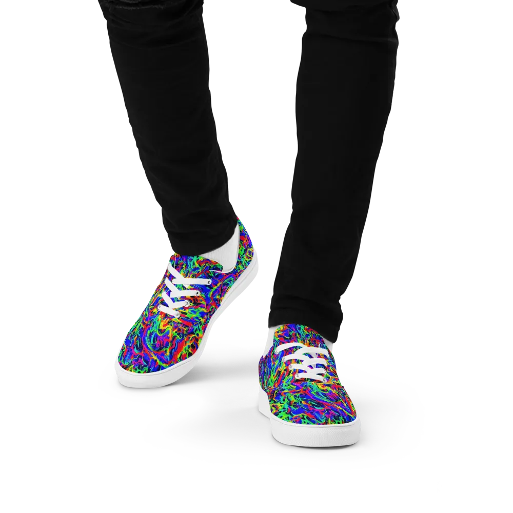 Electric Chromatic on Men's Lace-Up Canvas Shoes — Front