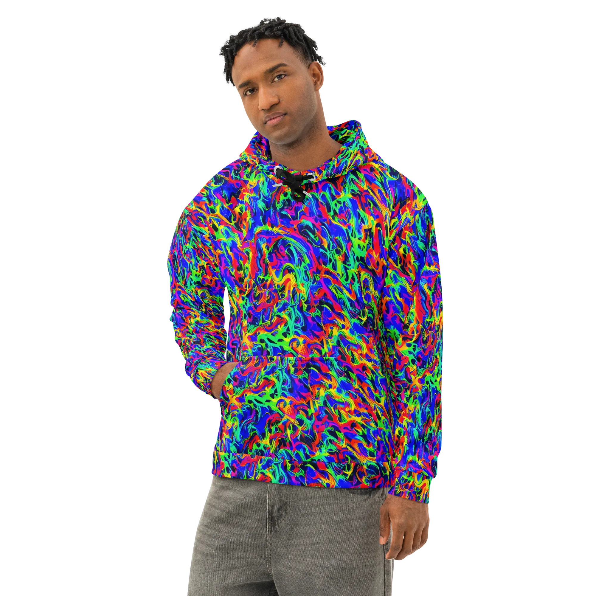 Electric Chromatic on Cotton Hoodie — Left Front