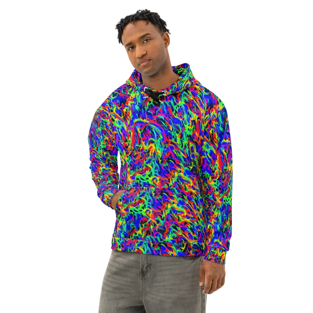 Electric Chromatic on Cotton Hoodie — Left Front