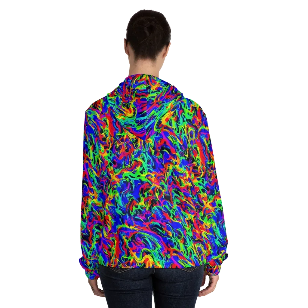 Electric Chromatic on Women's Full-Zip Hoodie — Back On Person