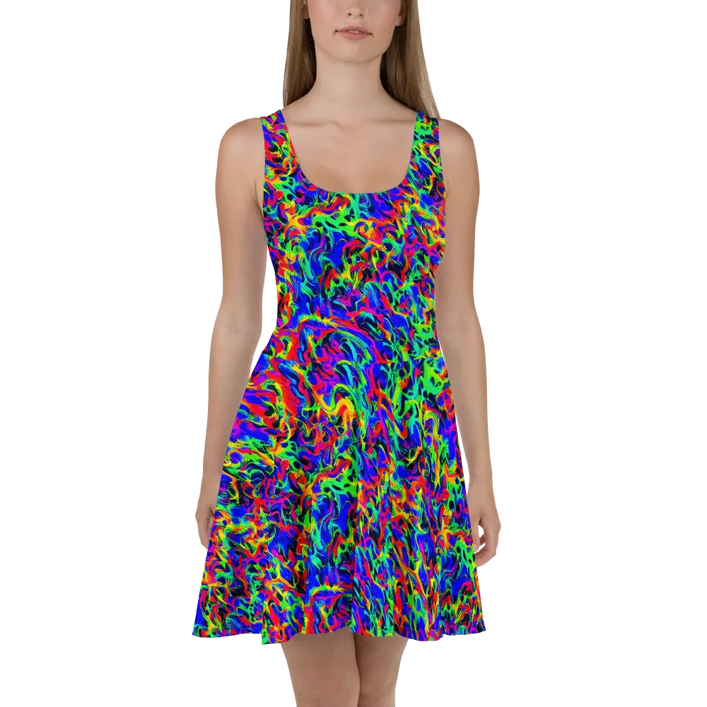 Electric Chromatic on Skater Dress — Front