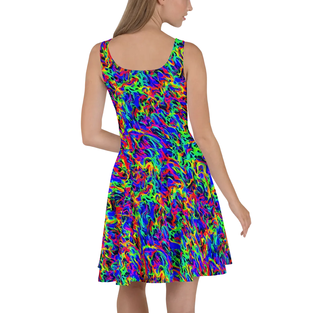 Electric Chromatic on Skater Dress — Back