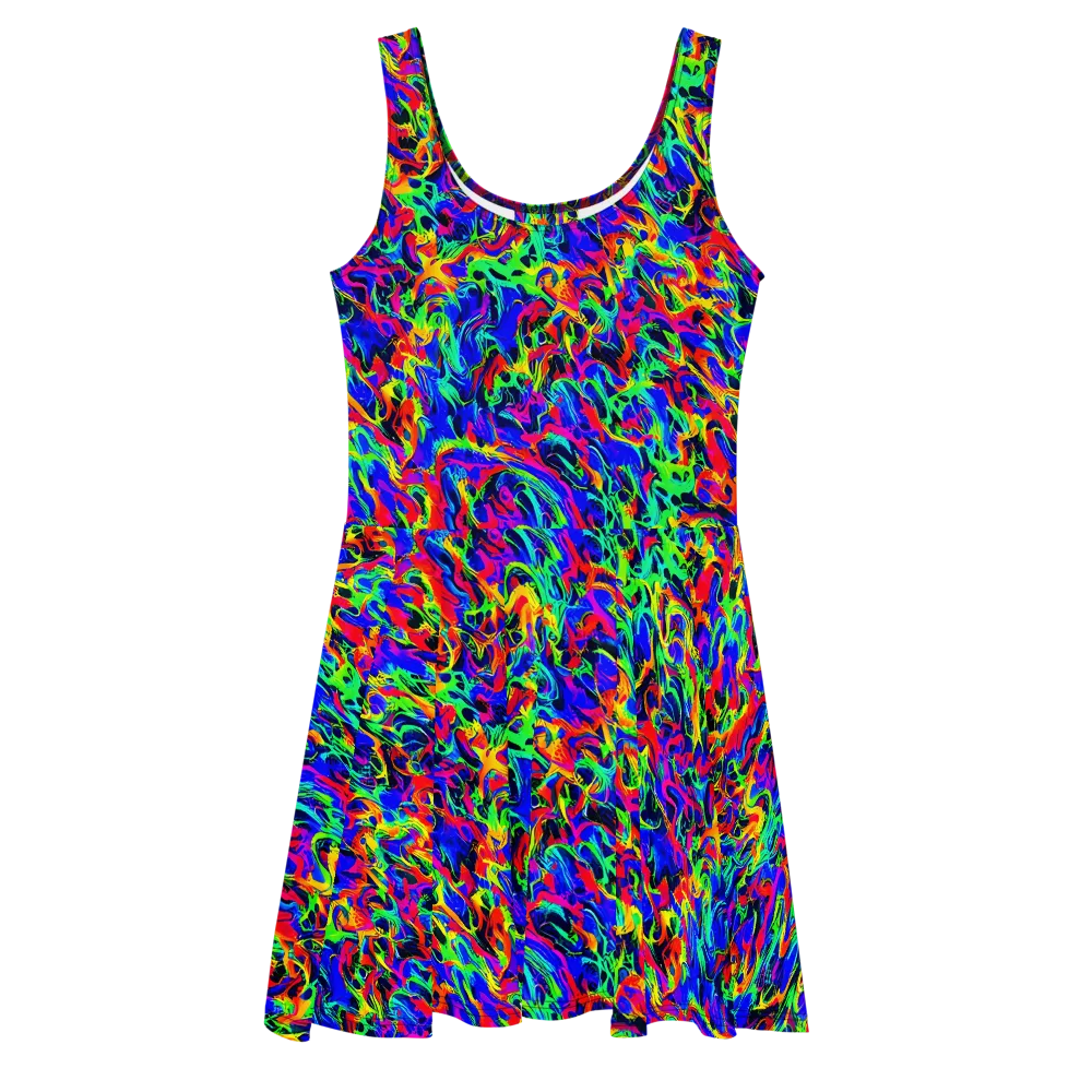 Electric Chromatic on Skater Dress — Front