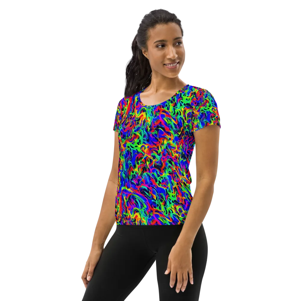 Electric Chromatic on Women's Athletic T-Shirt — Left