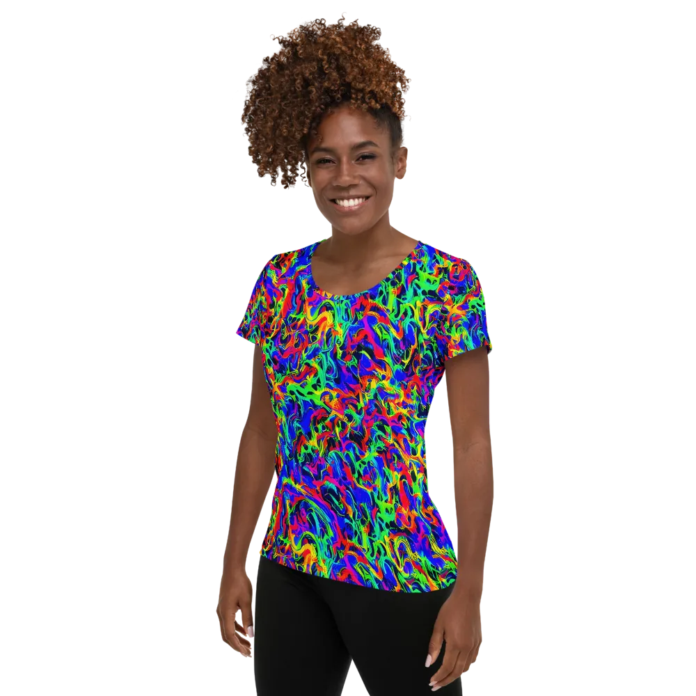 Electric Chromatic on Women's Athletic T-Shirt — Left