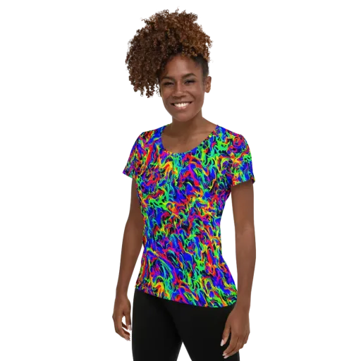 Electric Chromatic on a Women's Athletic T-Shirt