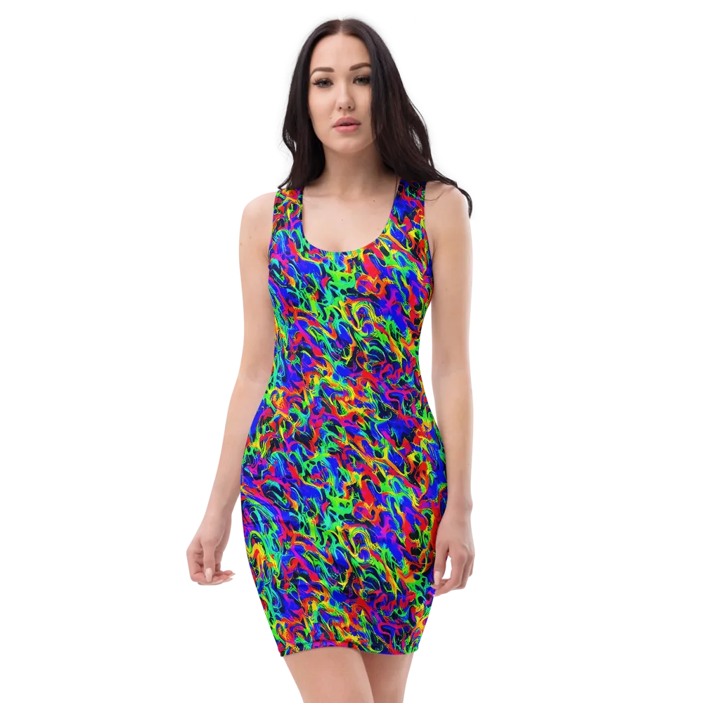 Electric Chromatic on Bodycon Dress — Front