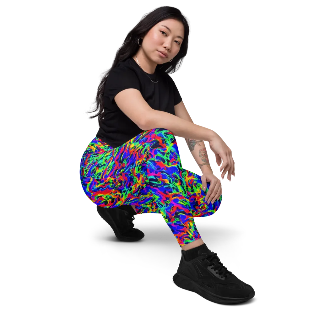 Electric Chromatic on Leggings with Pockets — Right Front