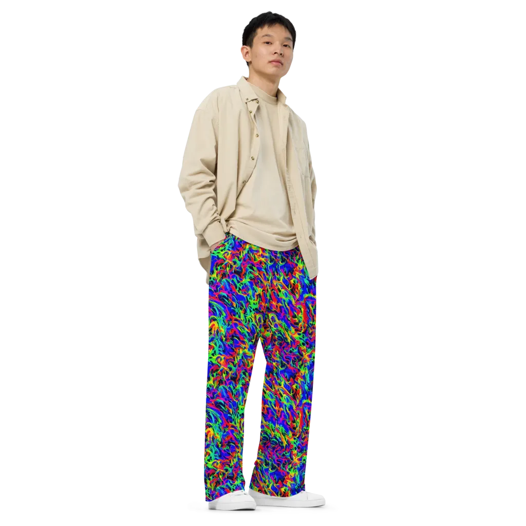 Electric Chromatic on Wide-Leg Pants — Right Front