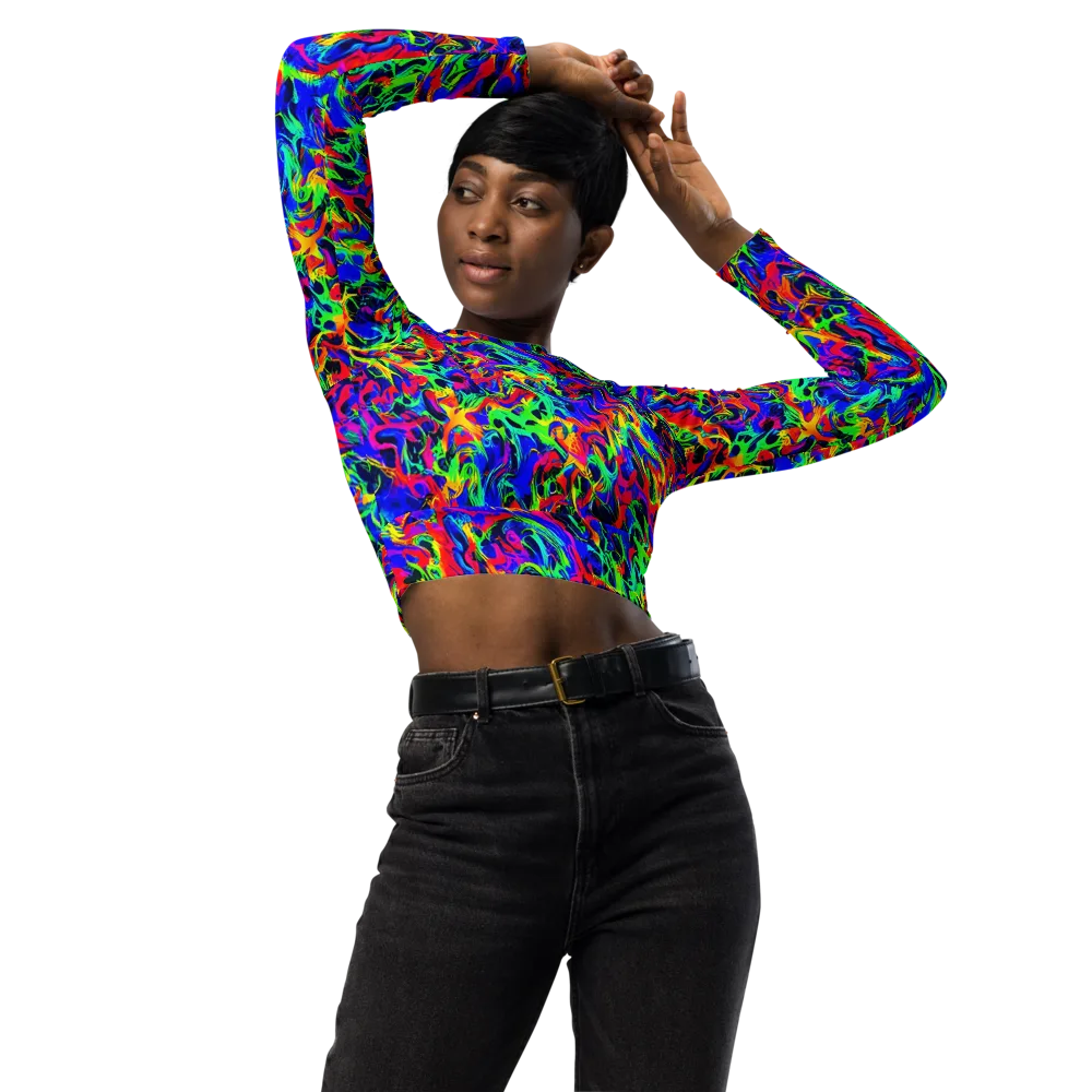Electric Chromatic on Long Sleeve Crop Top — Front