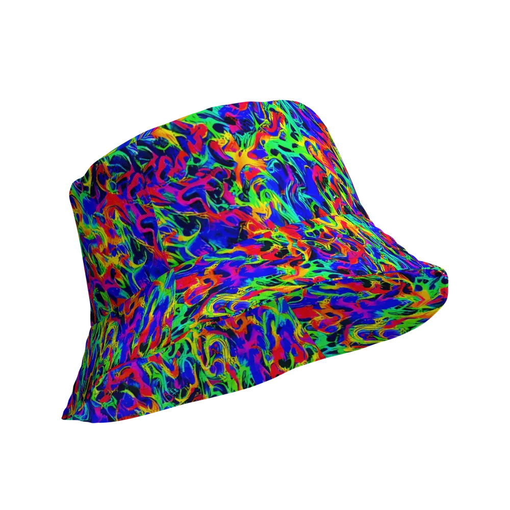 Electric Chromatic on Reversible Bucket Hat — Product details Outside