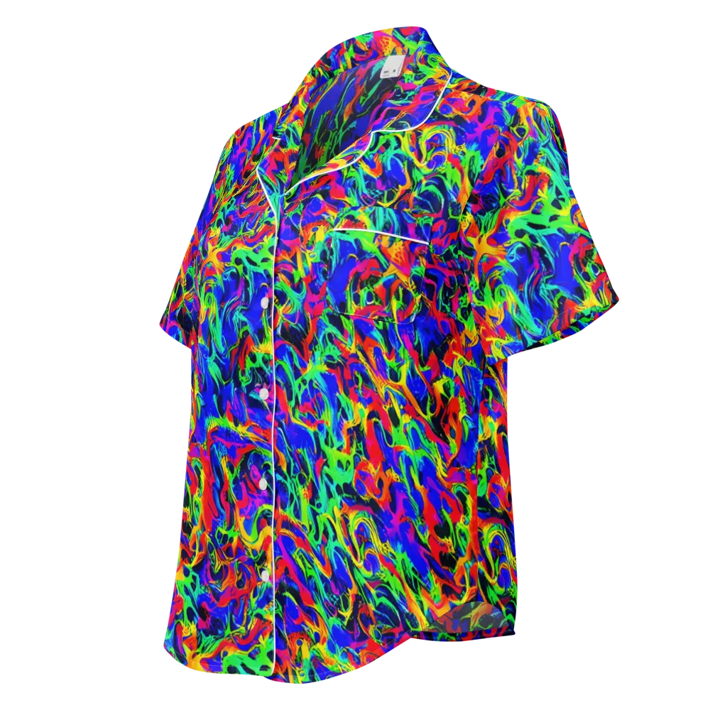 Electric Chromatic on Women's Short Sleeve Pajama Top — Left Front