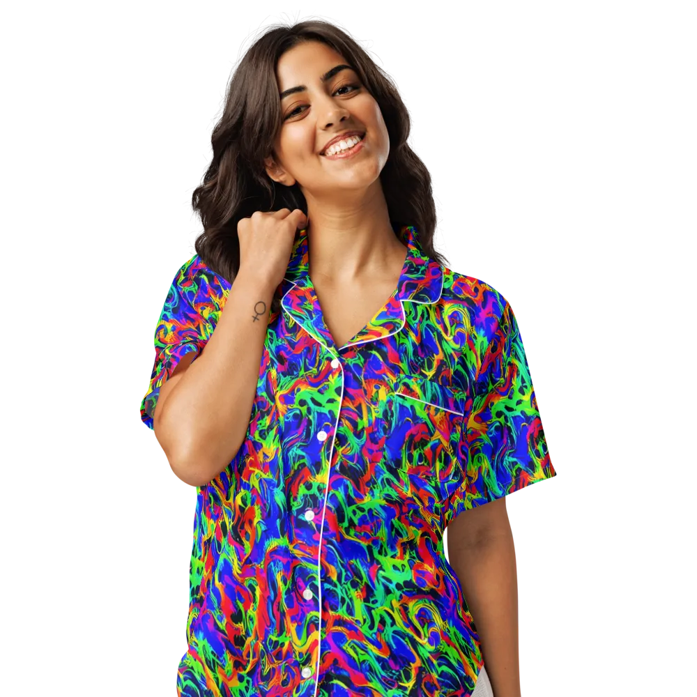Electric Chromatic on Women's Short Sleeve Pajama Top — Front