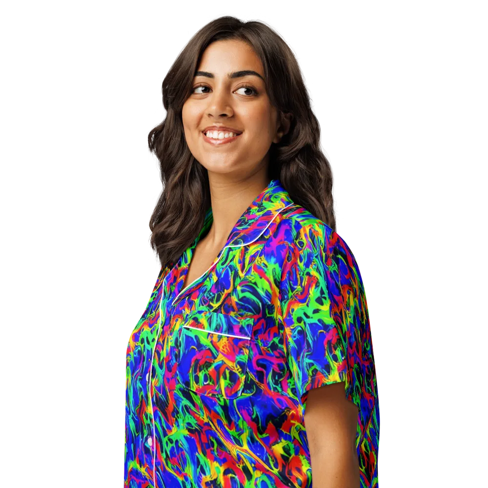 Electric Chromatic on Women's Short Sleeve Pajama Top — Left Front