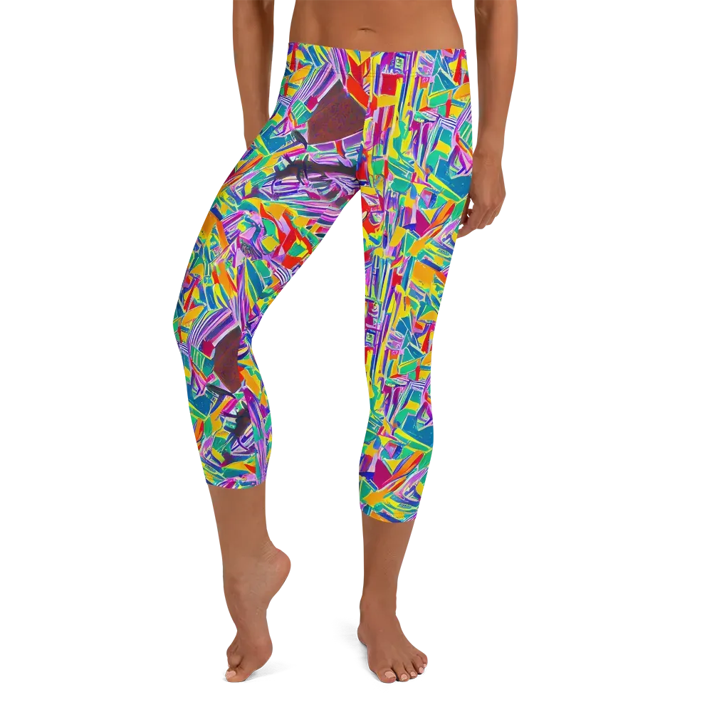 Spectrum Shuffle on Capri Leggings — Front