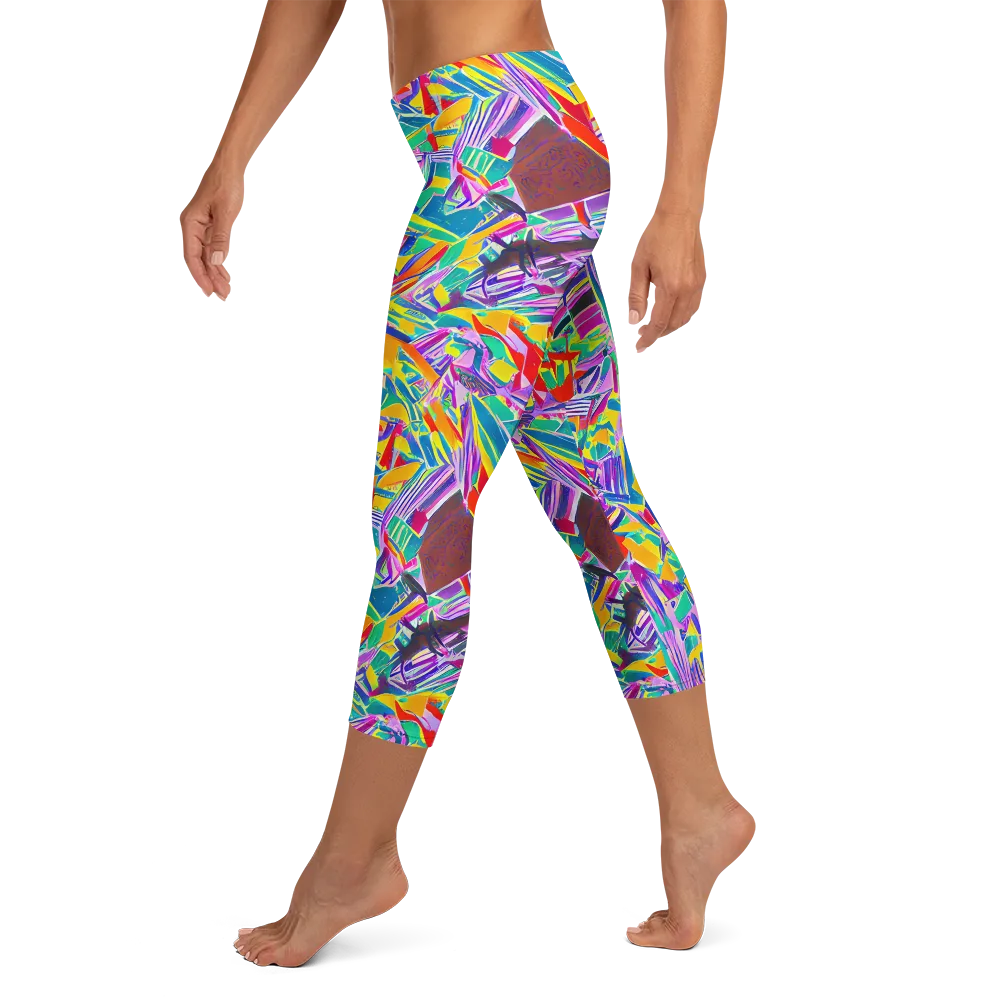 Spectrum Shuffle on Capri Leggings — Left