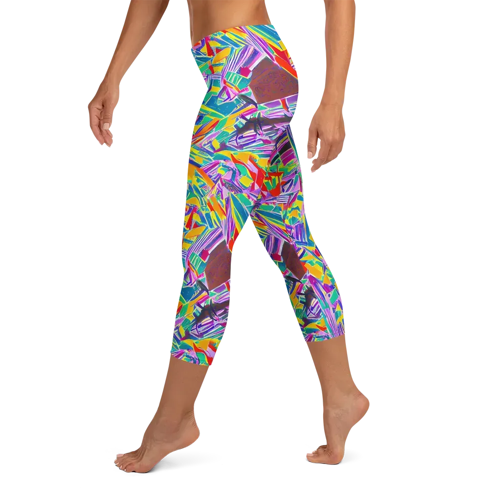 Spectrum Shuffle on Capri Leggings — Left