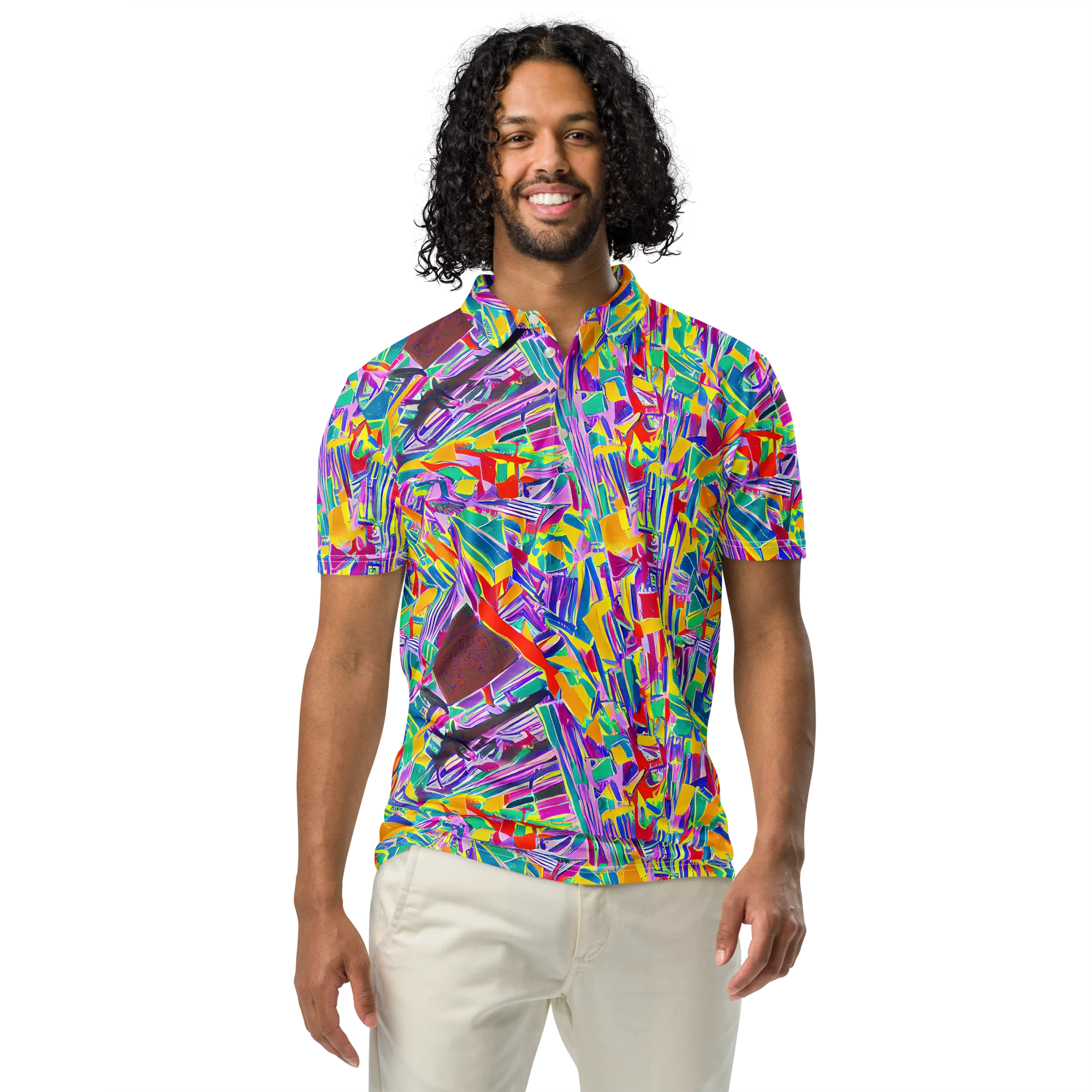 Spectrum Shuffle on Men's Slim Fit Polo Shirt — Front