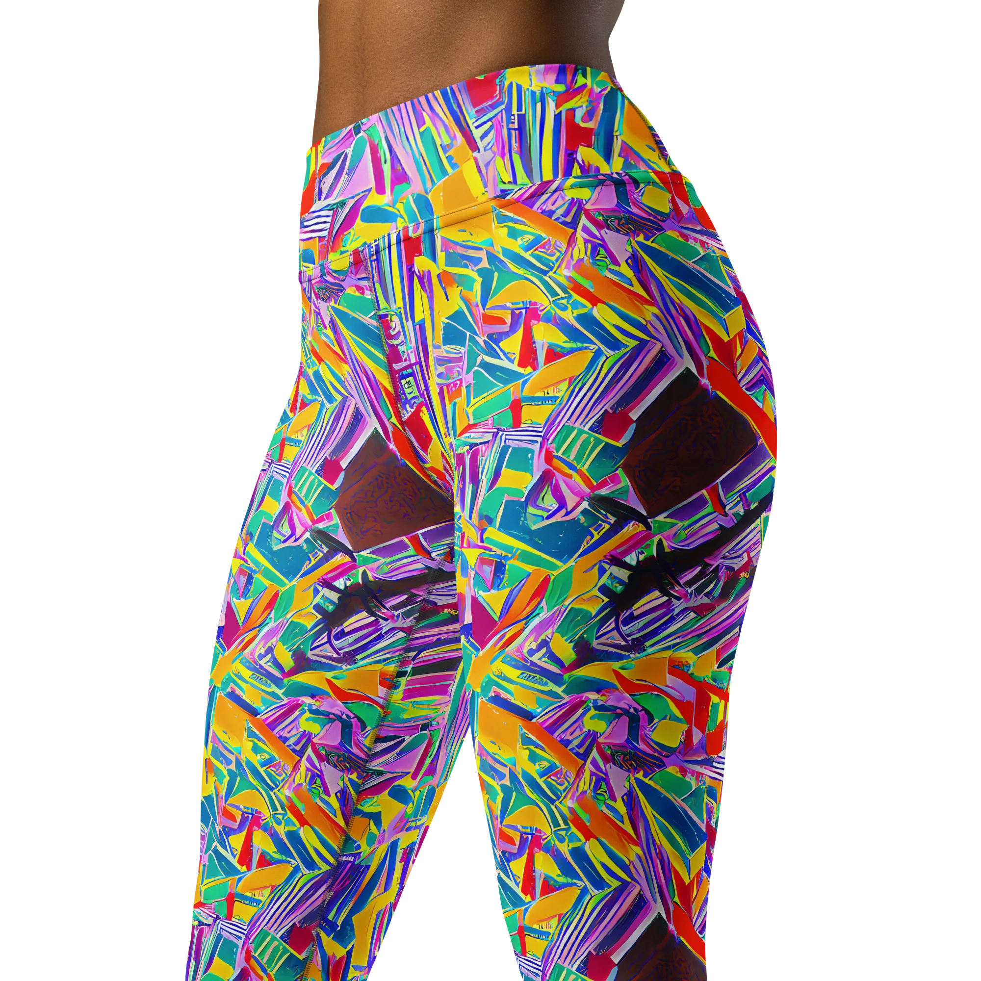 Spectrum Shuffle on Yoga Leggings — Left Front