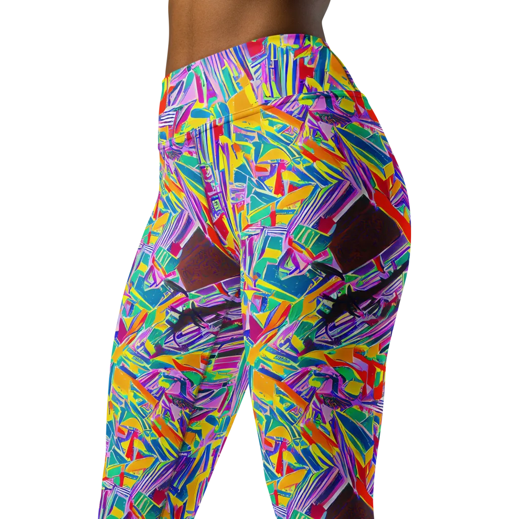 Spectrum Shuffle on Yoga Leggings — Left Front