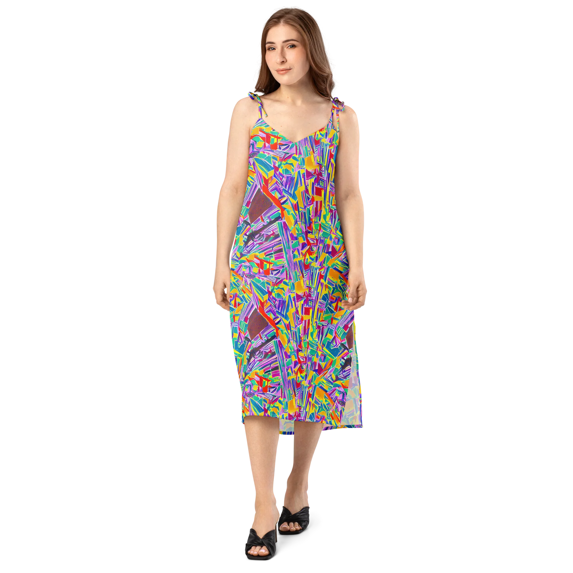 Spectrum Shuffle on Slip Dress — Front
