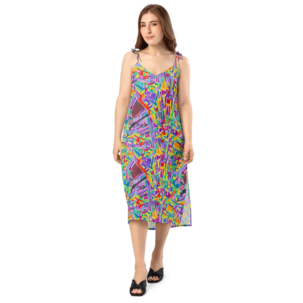 Spectrum Shuffle on Slip Dress — Front