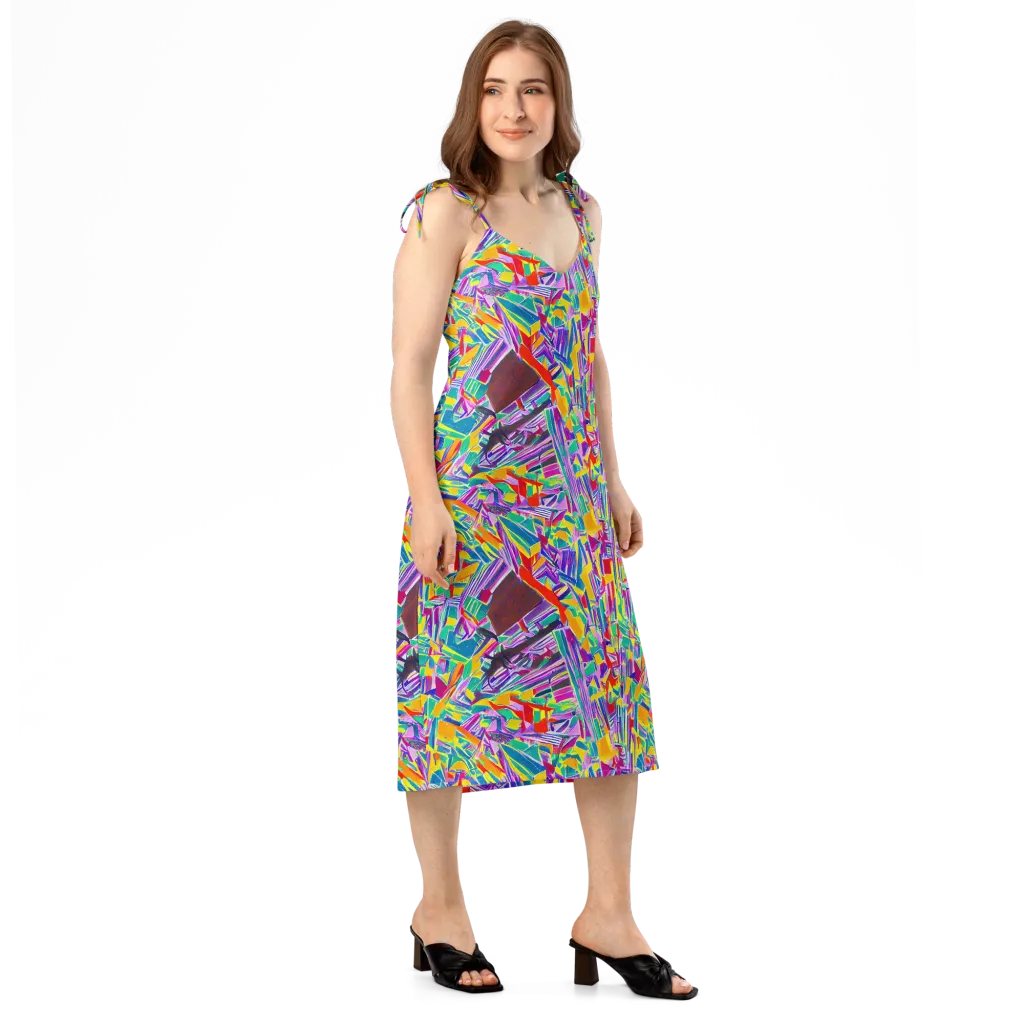 Spectrum Shuffle on Slip Dress — Right Front