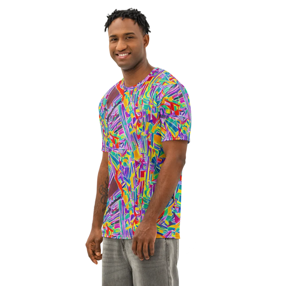 Spectrum Shuffle on Men's Cotton Crew Neck T-Shirt — Left Front