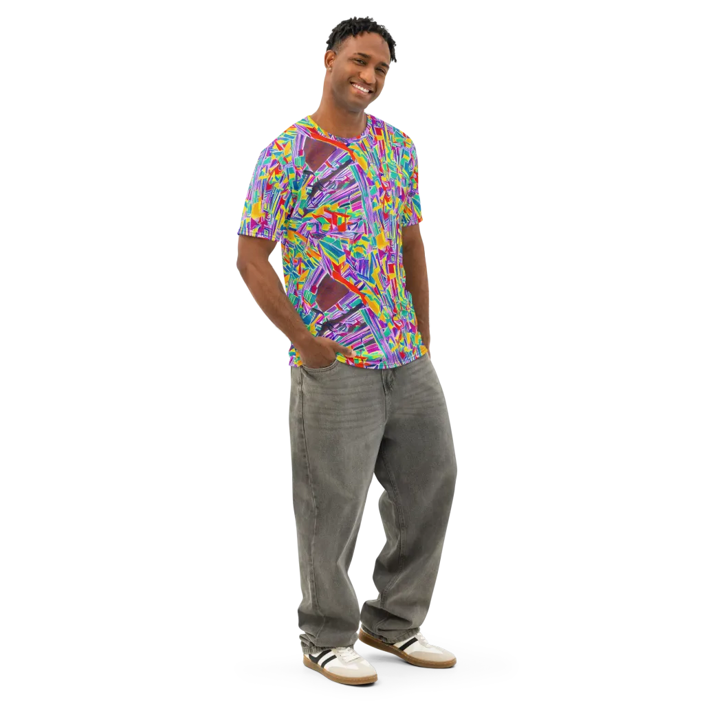Spectrum Shuffle on Men's Cotton Crew Neck T-Shirt — Right Front